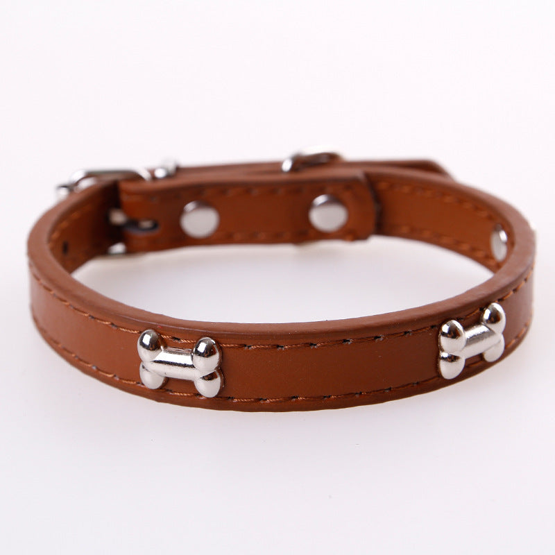 Pet dog cat leather collar