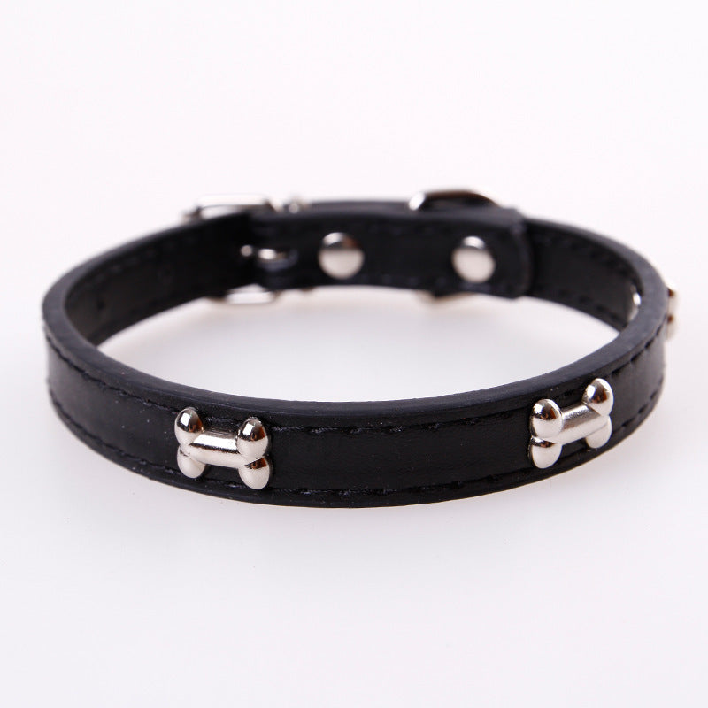 Pet dog cat leather collar