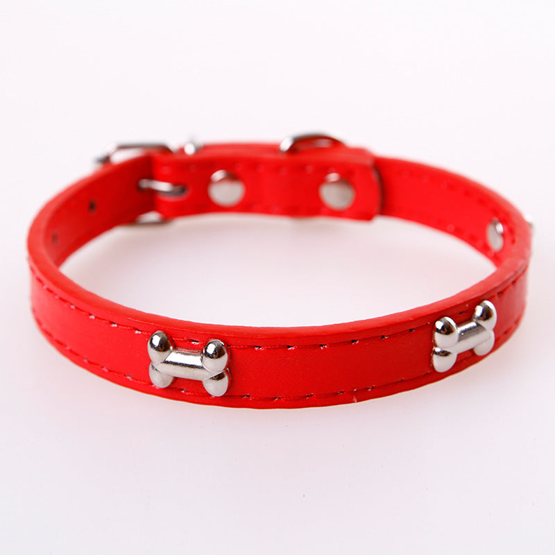 Pet dog cat leather collar