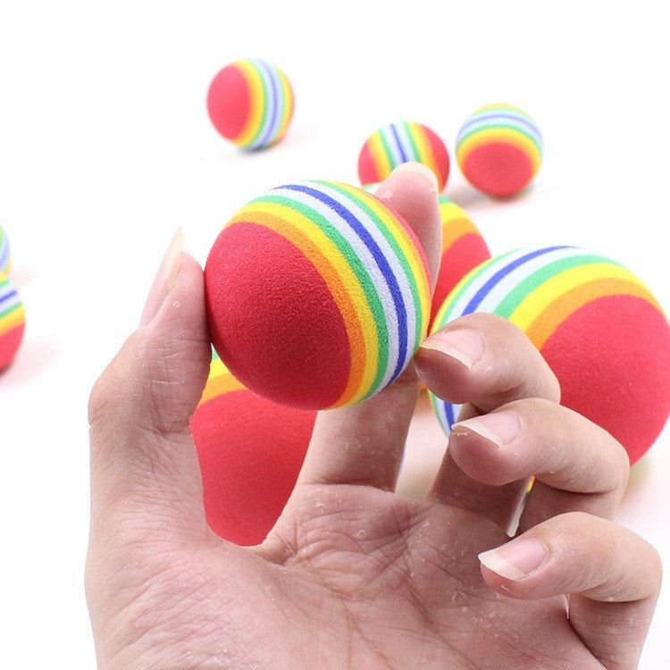 Pet Dog Cat Elastic Rainbow Ball Toy